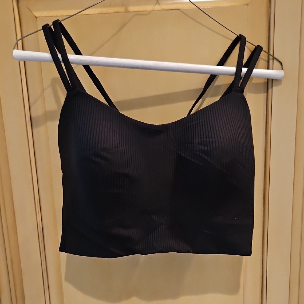 Black Ribbed Women's Sports Bra